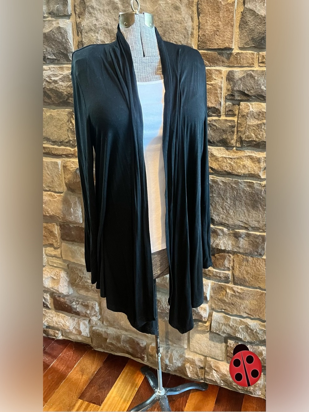 Classic Open-Front Black Women's knit Cardigan